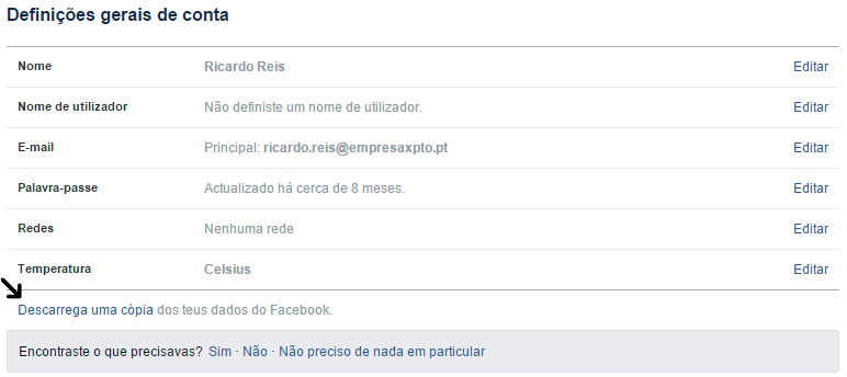 Converter perfil em página Facebook