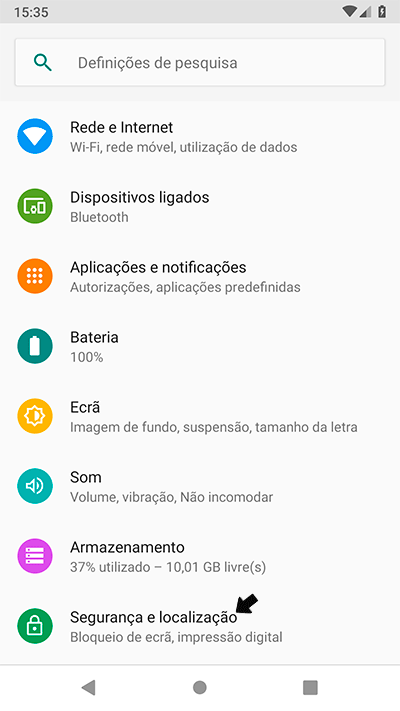 Opção bloqueio Android